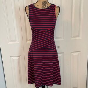 Red and Black Striped Fitted Mini Dress